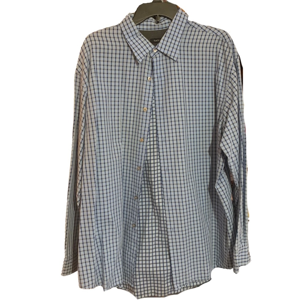 Van Heusen Men’s Long Sleeve Blue Plaid Button Up